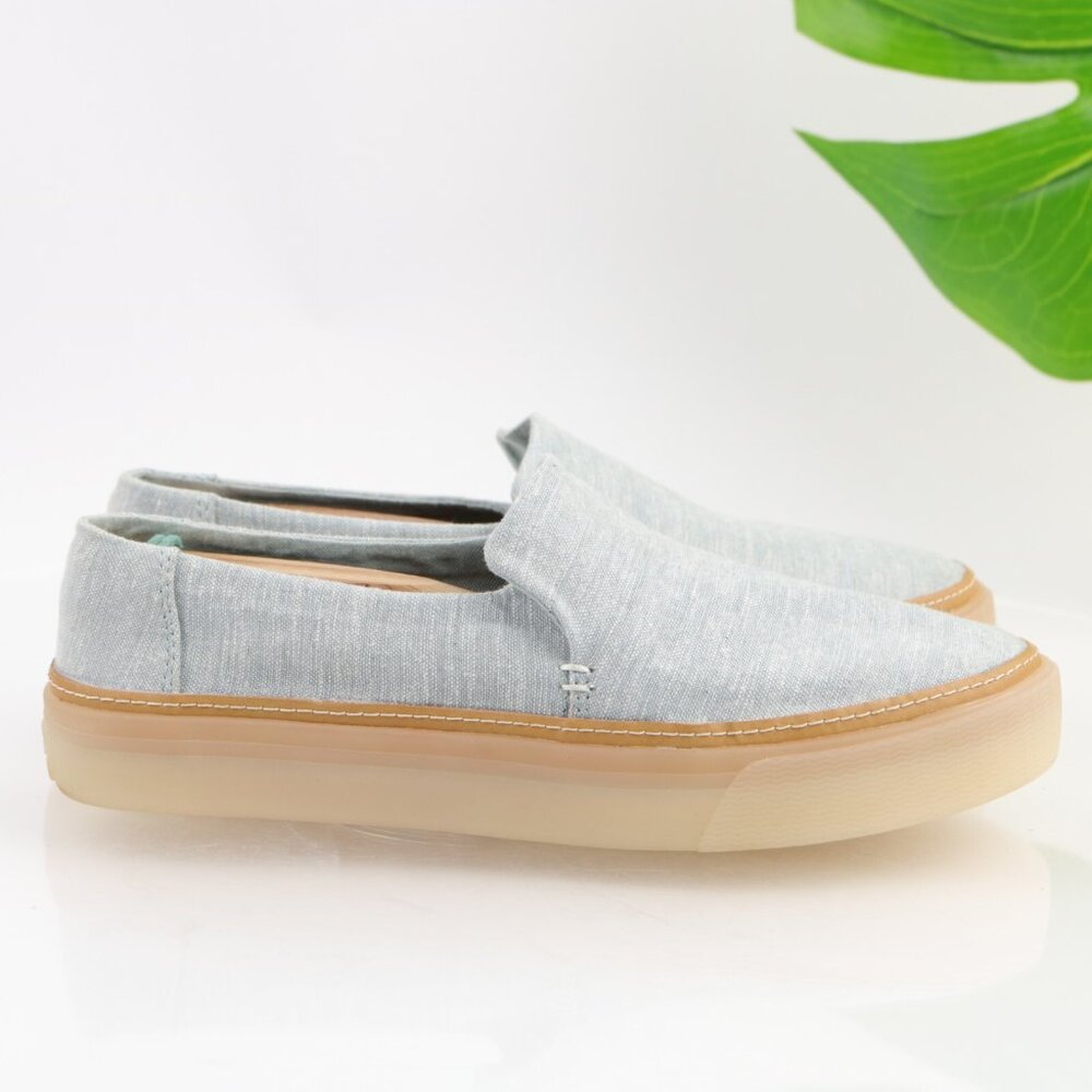 Toms Womens Sunset Mist Slip On Shoes Size 8 Gray Canvas Flat Gum Platform Comfy